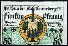 SONNEBERG 1918 Miscut Error 50 Pfennig German Notgeld WWI Iron Cross