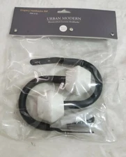 NEW Urban Modern Matte Black With White Marble Curtain Hold Backs Set Of 2 