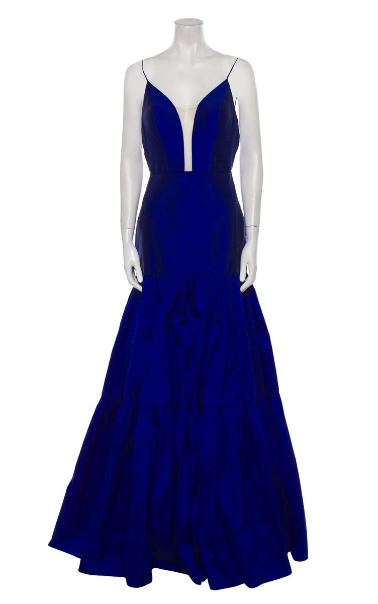 tarik ediz royal blue dress Tarik Ediz 53109 Taffeta Fabric Sweetheart Neckline Fitted Long Dress  B  Chic Fashions