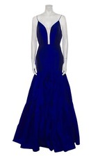 TARIK EDIZ royal blue backless evening gown NWT