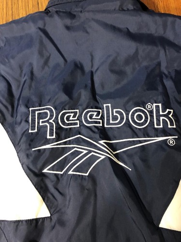 Vintage Reebok Windbreaker Jacket Mens Size M Black White Full Zip 90s - Picture 6 of 10