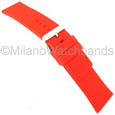 28mm Trendy Blazing Bright Red Textured Rubber Silicone Waterproof Watch Band
