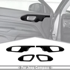 For 2022-2025 Jeep Compass Gloss Black Inner Car Door Handle Bowls Cover Trim 4P