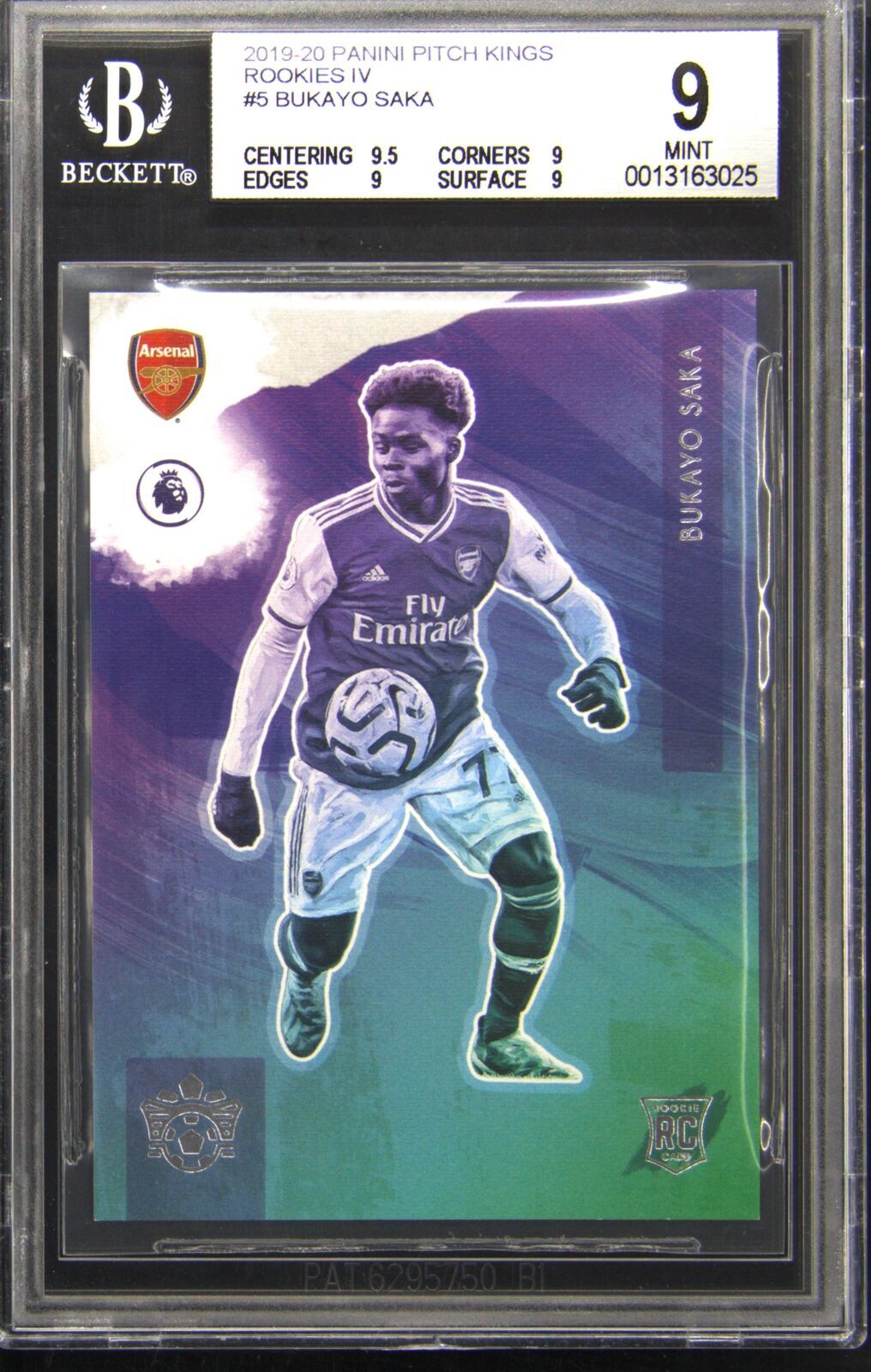 2019-20 PANINI CHRONICLES PITCH KINGS ROOKIES IV BUKAYO SAKA ROOKIE RC BGS 9
