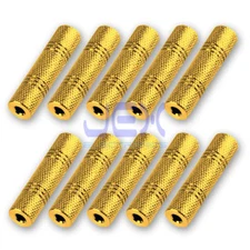 10X Gold Metal Female to Fml Stereo 1/8" 3.5mm Audio Jack Coupler/Connector LOT