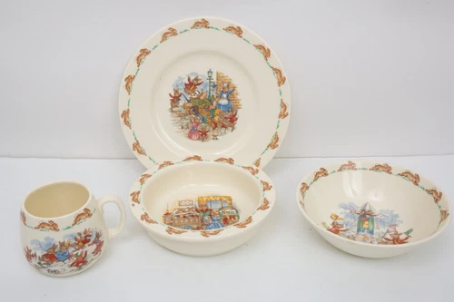 Royal Doulton Bunnykins Bone China Child Dishes 2 Bowls 1 Plate 1 Handled Cup