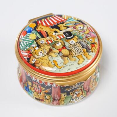 Halcyon Days Enamel Trinket Box Circus Fair Teddy Bear England