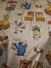 Vintage Sesame Street Twin Flat Sheet Fabric Big Bird Burt Ernie Cookie Monster