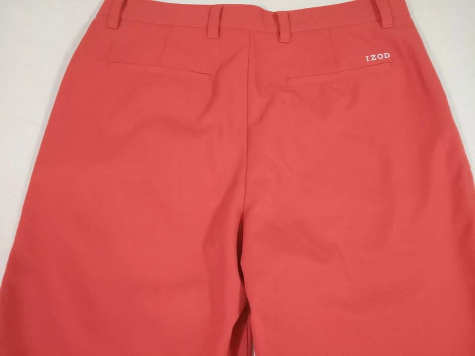 Pantalones Cortos de Golf IZOD Hombres Talla 32 Naranja Ligeros Frente Plano 10" Bolsillos entrepierna  Foto 4 de 4