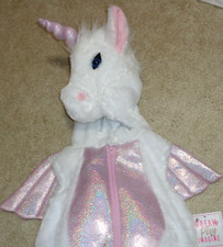 Baby Girls Unicorn Costume White Pink Metallic Vest with Hood 3-6 Months NEW