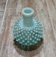 Vintage Fenton Hobnail Blue Opalescent Vase Round