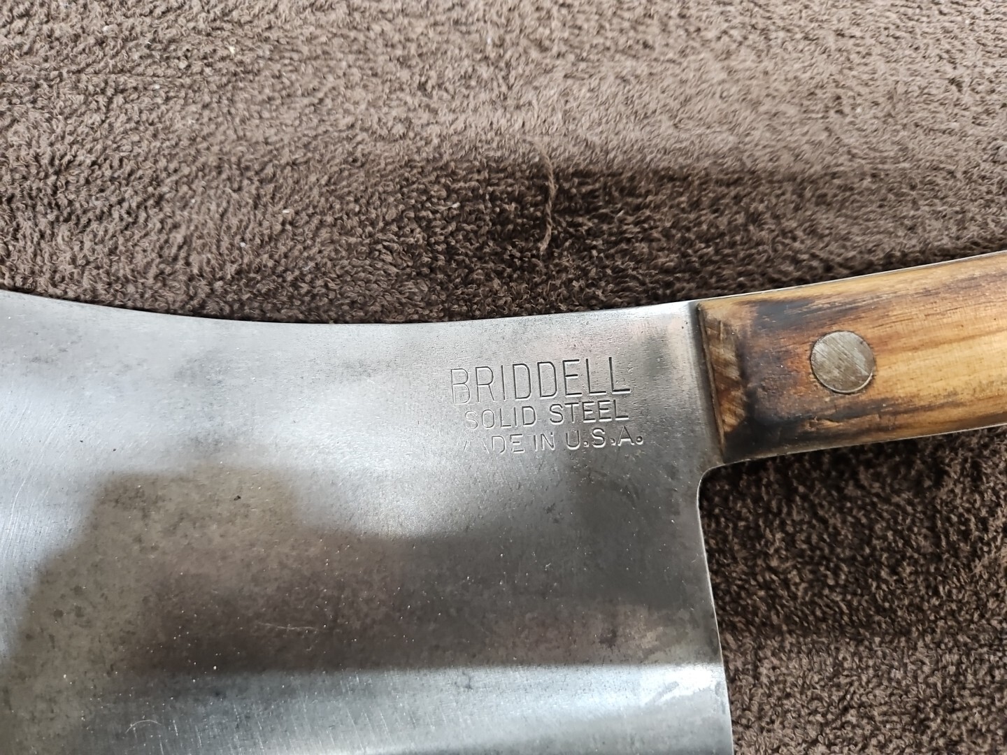 Vintage Briddell Solid Steel Full Tang Butcher Meat Cleaver with 8