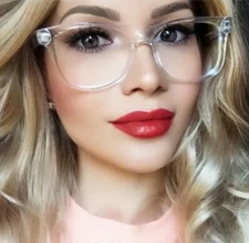 White Crystal Clear Translucent Square Celebrity Diva Frames Eye Glasses 8068 IT