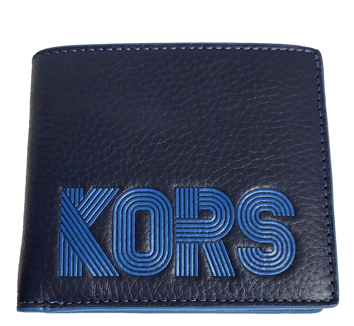 Michael Kors Men Cooper Graphic Pebble Leather Bifold Wallet Blue