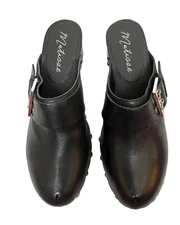 Matisse London Clogs Black Leather/Studded/Adjustable Buckle Sz.7 VGUC
