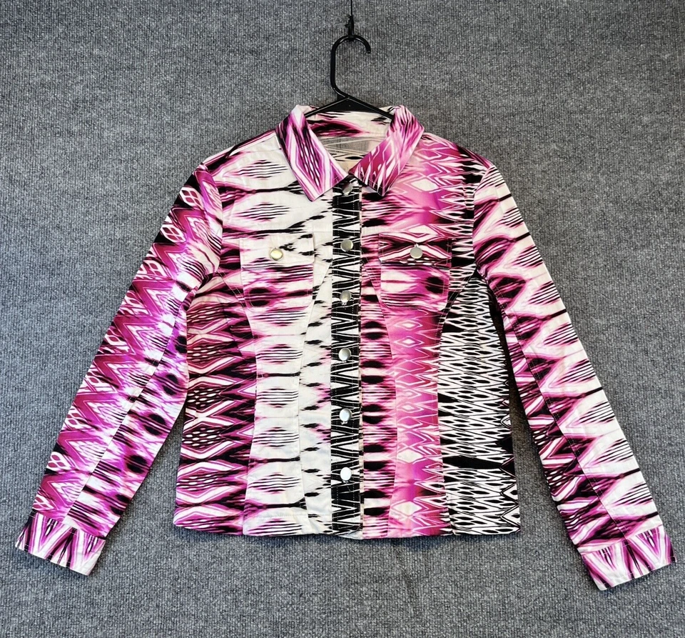 Erin London Blazer Women's Medium Pink Black Button Up Jacket - Image 2 of 4