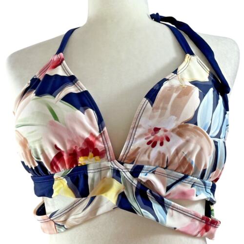 Kona Sol Womens XL Bikini Swimsuit Bathing Suit Top Multicolor Floral Padded Cup