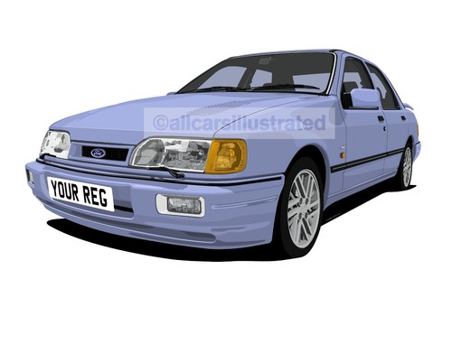 SIERRA SAPPHIRE RS COSWORTH CAR ART T-SHIRT. PERSONALISE IT! - 第 7/9 張圖片
