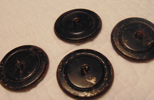 Set (4) Brass metal story buttons-Lady/Mother w/basket&boy/child w/mandolin VTG - Picture 5 of 10