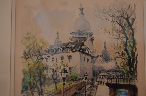 VTG 1960'S DENIS VERSPECHT ORIGINAL WATERCOLOR PARIS LE SACRE-COEUR DE MONTMATRE - Picture 9 of 24