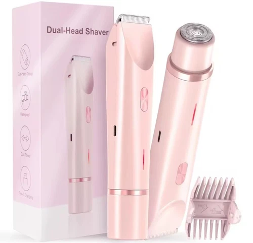 Barbeador Elétrico Feminino Impermeável 2 em 1 Aparador de Cabelo Biquíni Duplo - Foto 1 de 6