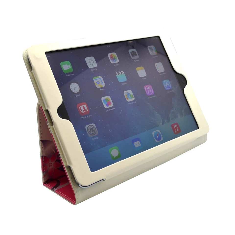 Case For Apple iPad 2 3 4 Pink Cream Flower Design PU Leather Cover - Image 4 of 4