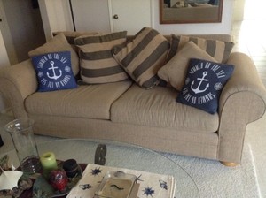 Tommy Bahama Palm Tree Island Sofa Beach House Nautical Navy Blue Image Is Loading Tommy Bahama Palm Tree Island Sofa Beach House
