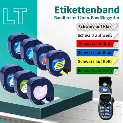 91221 16951 91220 Weiß 12mm Schriftband für Dymo Letra Tag Band LT-100T 100H XM