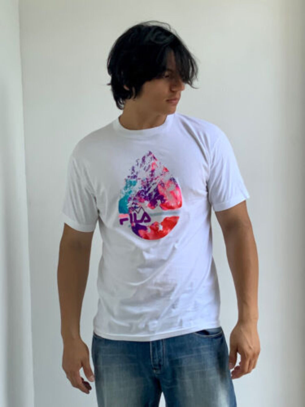 T shirt uomo Fila bianca rosa viola maniche corte verde acqua nuova con etichette