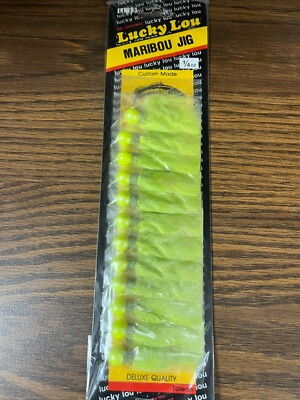 Vintage Lucky Lou Fishing / Tackle Maribou Jig Chartreuse 1/4oz Pack of 12 WA
