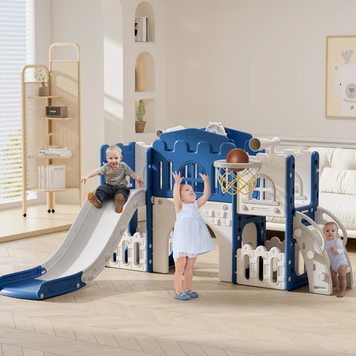 WFUN 9 in 1 Toddler Slide PlaySet for kids indoor/outdoor for Toddlers Age 1+, B