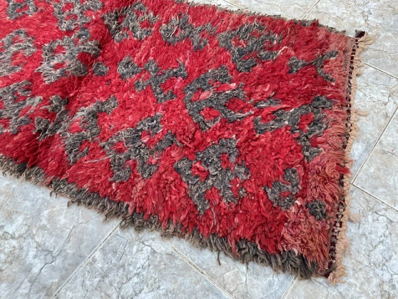 Vintage Moroccan handmade 2' x6'8" Bohemian Berber Geometric Faded Red Runner - Image 4 of 4