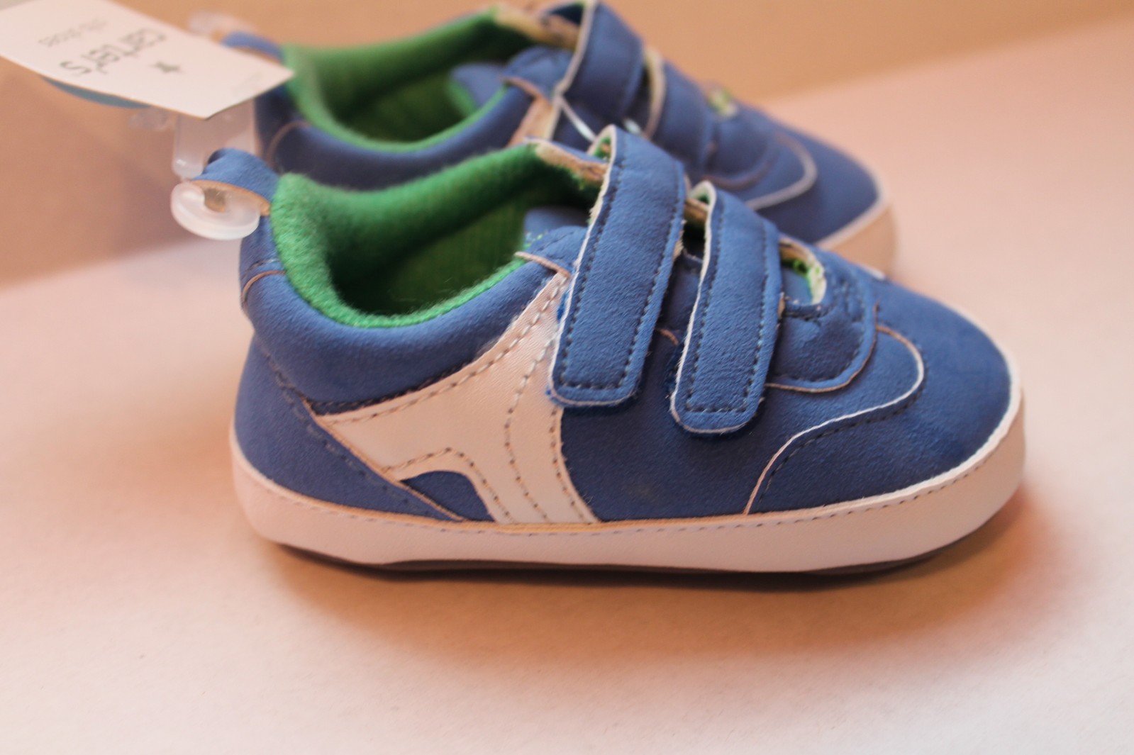 Carter's Infant Baby Boy Size 2 Blue & White Crib Shoes 36 Months NEW