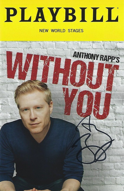 ANTHONY RAPP'S WITHOUT YOU PLAYBILL MARCH 2023 SIGNED AUTOGRAPHED ANTHONY RAPP