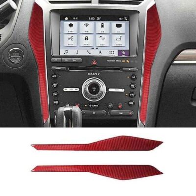 Red For Ford Explorer 2011-2019 Console Gear Shift Both Side Real Carbon Fiber