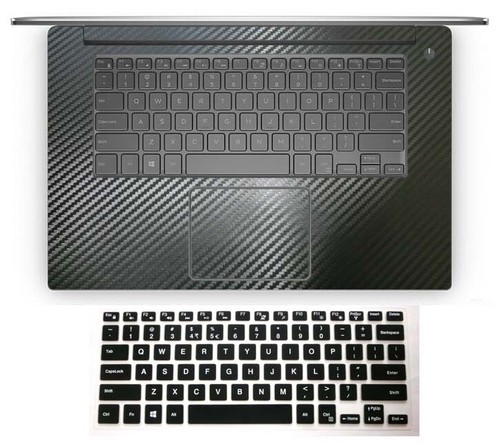 black carbon fiber Palmrest Sticker + Keyboard Cover for Dell XPS 15 series - Picture 6 of 6
