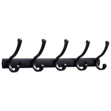 Wall-Mounted J-Hook Double Robe/Towel Hook in Black