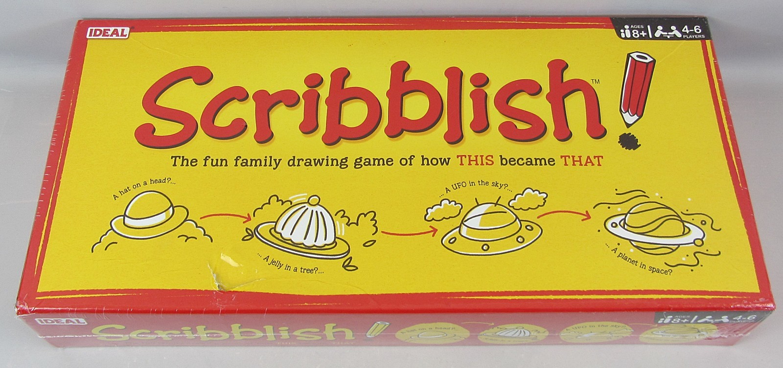 Scribblish The Fun Family Caption Drawing Board Game By Ideal 4-6 Players NEW