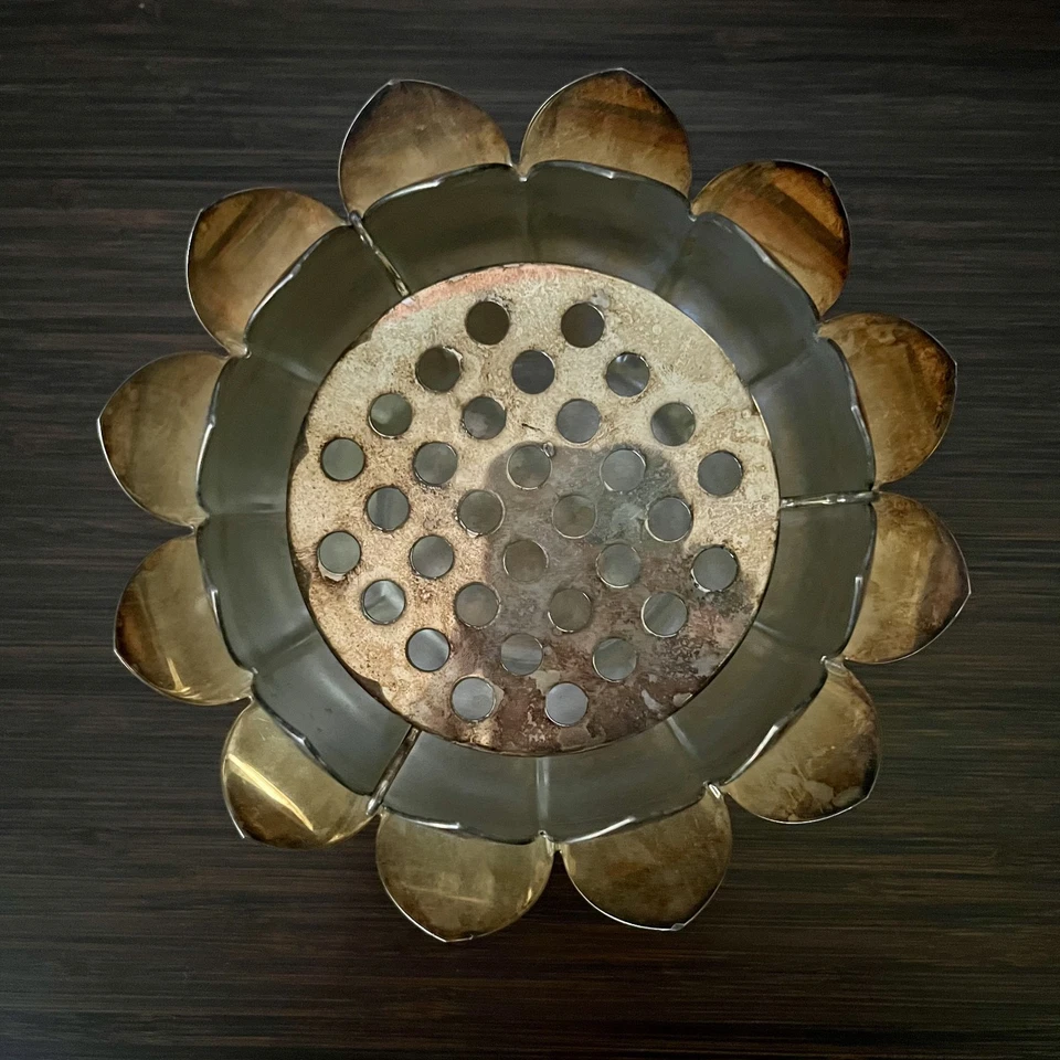 Reed & Barton 3002 Silver Plate Plated Lotus Flower - 3 Pieces Vintage Stickered - Image 3 of 4