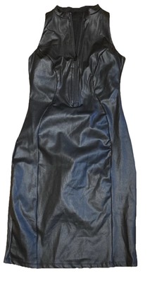 A Popilush Women's Faux Leather Shapewear Bodysuit Dress