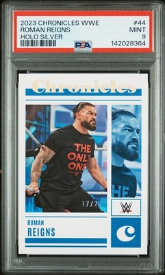 Roman Reigns 2023 Chronicles WWE #44 HOLO Silver 17/25 PSA 9 Mint Pop 1