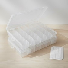 Clear 36-Grid Storage Boxes with Labels - Jewelry  Fishing Tackle Organizers