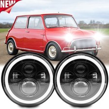 7-Inch Round LED Headlight HALO DRL Hi/Lo Beam for Classic Mini Austin Petrol