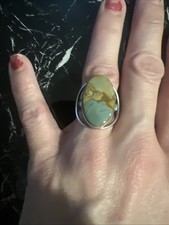 Large 26 mm Crazy Lace Agate  Sterling Silver Ring Size 7