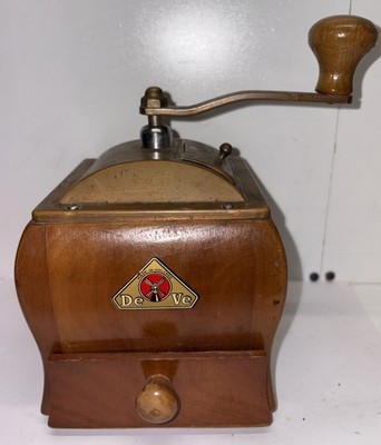 Vintage DeVe DE VE Wood & Copper Coffee Spice Grinder Holland