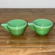 Lot of 2 Vintage Akro Agate Green Jadeite Childs Tea Cup