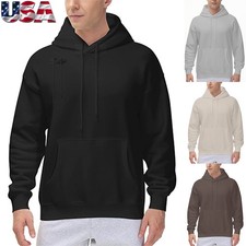 Mens Hooded Hoodie Pocket Slim Sweatshirts Pullover Sweater Tops Fleece-lined US