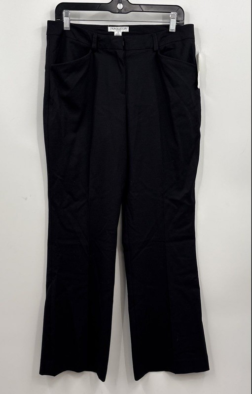 NWT Pendleton Women's Black Pockets Flat Front Flared Leg Dress Pants Size 10P