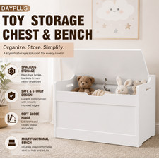 Toy Storage Chest Bench Wooden Blanket Box White Storage Trunk Shoe Bench Safety
