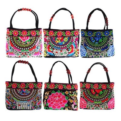 Damenhandtasche Retro doppelt Blumen Beuteltasche Tasche